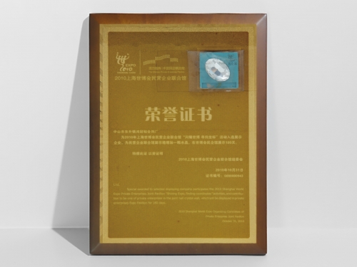 2010上海世博會(huì)民營(yíng)企業(yè)榮譽(yù)證書